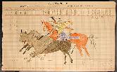 Hunting Buffalo 11.25" x 18" Old Ledger Paper artist Peter Bowles